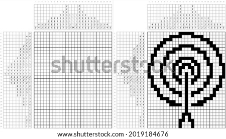 Target Icon Nonogram Pixel Art, Logic Puzzle Game Griddlers, Pic-A-Pix, Picture Paint By Numbers, Picross, Target Mark, Cross Hair Mark Vector Art Illustration