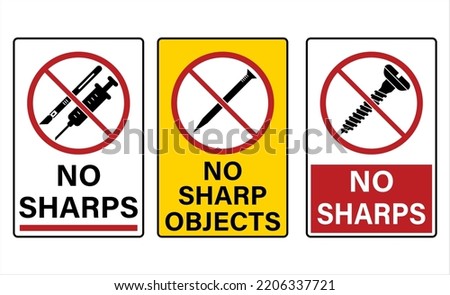 No Sharps Sign, No Sharp Objects Prohibition Sign Vector Art Illustration, No, Do Not Sign, Circle Backslash Symbol, Stockfoto © 