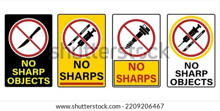 No Sharps Sign, No Sharp Objects Prohibition Sign Vector Art Illustration, No, Do Not Sign, Circle Backslash Symbol,