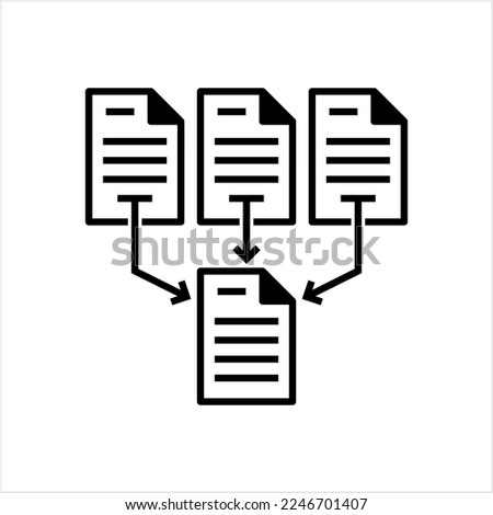 File Merge Icon, Combine, Join Together Multiple Files Into One Single File Vector Art Illustration