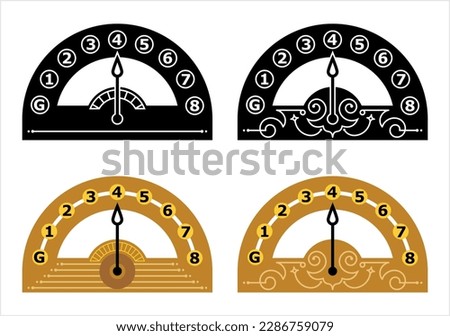 Elevator Dial Icon, Floor Indicator Dial Icon, Level Number Indicator Vector Art Illustration