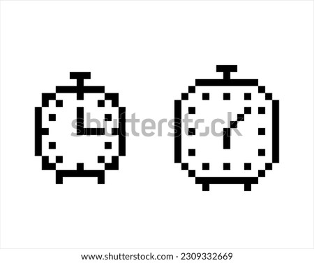 Alarm Clock Icon Pixel Art, Alert By Audio At Specified Time Vector Art Illustration, Digital Pixelated Form
