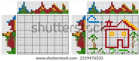 Home Icon Nonogram Pixel Art, House, Residence, Villa, Realty Icon Vector Art Illustration, Logic Puzzle Game Griddlers, Pic-A-Pix, Picture Paint By Numbers, Picross