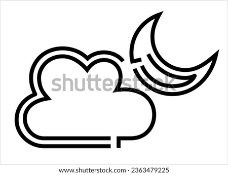 Cloudy Night Icon, Weather Icon, Partly Cloudy Night Icon Vector Art Illustration