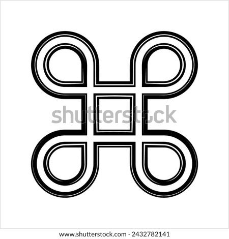 Looped Square Icon, Square With Outward Pointing Loops At Its Corners Vector Art Illustration