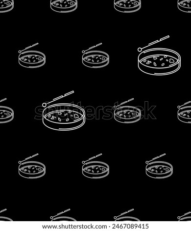 Petri Dish Icon Seamless Pattern, Cell Culture Dish, Petri Plate, Biologists Transparent Shallow Lidded Dish Used To Culture Cells Vector Art Illustration