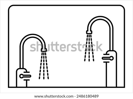 Water Tap Icon Monoline, Faucet, Spigot Vector Art Illustration