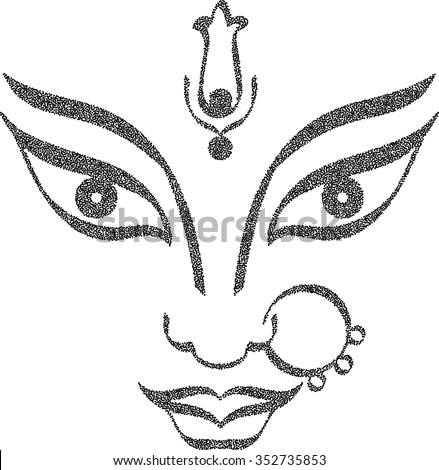 Durga Goddess of Power Stipple Effect Vector Art