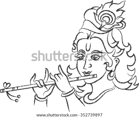 Lord Krishna Stipple Effect Vector Art