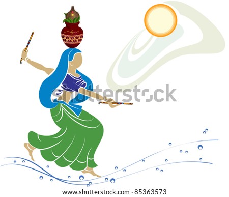 Garba Dancer holding divine kalash on head