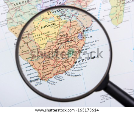 South Africa under magnifier