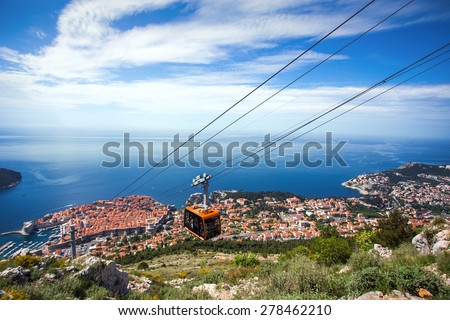 Cable Car moving down to Dubrovnik