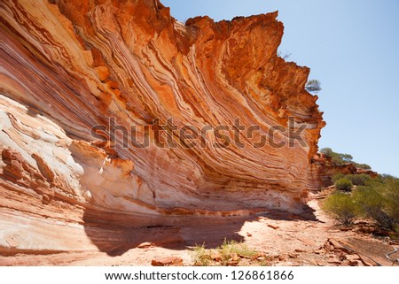 Colorful layered rock at loop walk, Kalb ari national park, Western Australia
