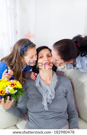 Three generations. Grandmother, mother and daughter. Mothers\'s Day