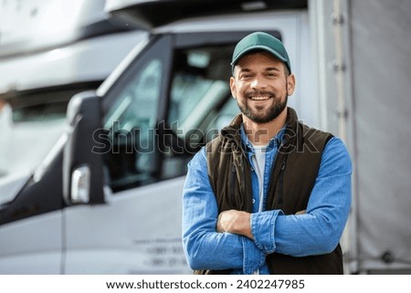 Similar – Image, Stock Photo Delivery man with his van