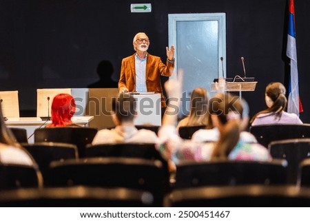 Similar – Image, Stock Photo Friends in amphitheater with television tower