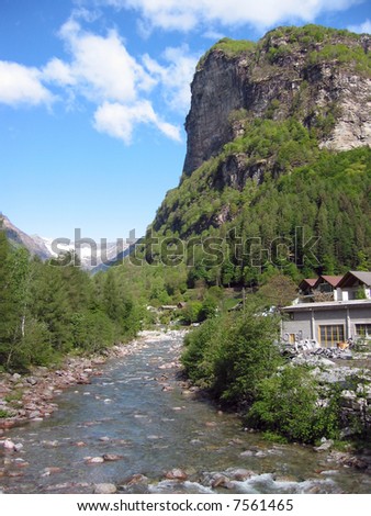 Mountain river in Verzasca Valley, Switzerland