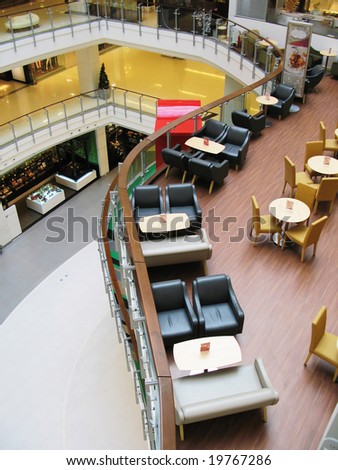 Interior of a trendy cafe in a shopping mall