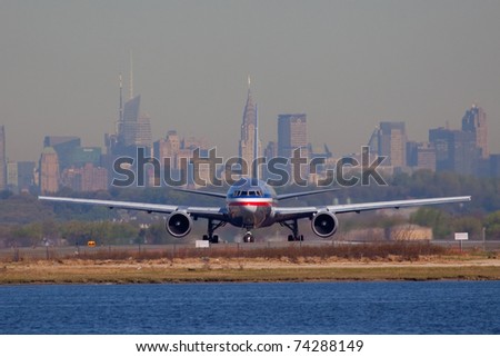 NEW YORK - JANUARY 12:Boeing 767 American Airline Lining up on JFK Runway in New York, USA on January 12, 2011. American Airline is one of the biggest and oldest airline in the world