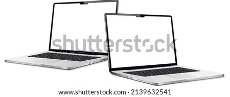 Two laptops with blank screen mock up