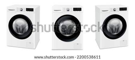 Washing machine mockup isolated on white background