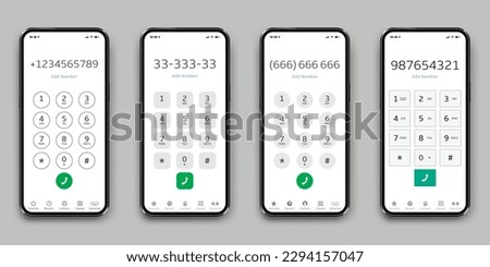 Interface phone keypad. Keypads with numbers and letters for smartphones.