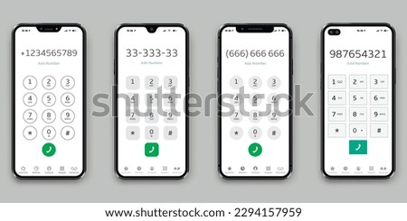 Phone keypad set. Keypad with numbers and letters. Interface keypad for smartphones.