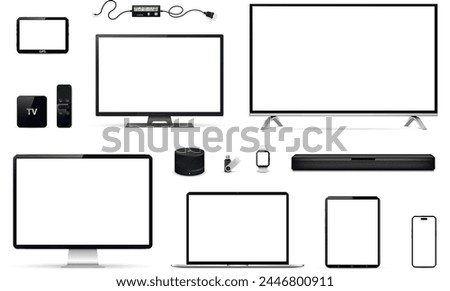 Set of realistic technology digital devices