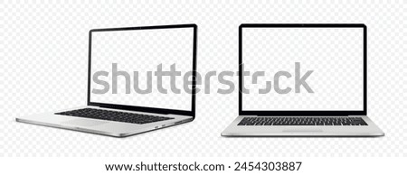 Laptop computer with transparent screen on transparent background