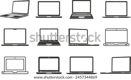 Laptop icons set. Computer notebook icons.