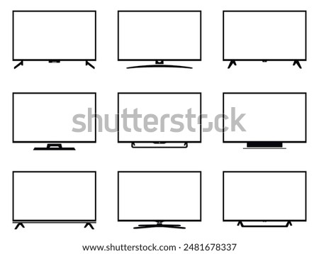 TV icons vector set. TV screens on a white background. Isolated modern smart tv silhouettes