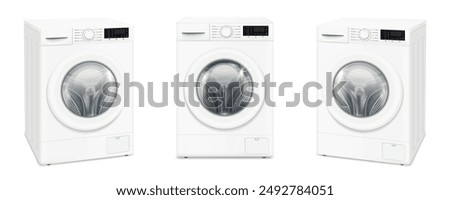 Washing machine on three sides isolated on white background