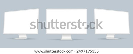 Computer monitor with empty display, clay device screen mockup