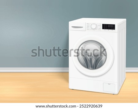 White washing machine in laundry room