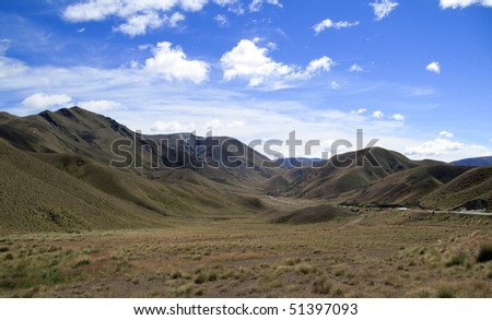 View of rolling countryside valley in New Zealand