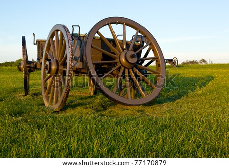 Military cartwheel at the Manassas Civil War battlefield site near Bull Run