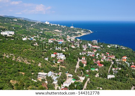 Plan view of a small coastal town in the Crimea. Ukraine.