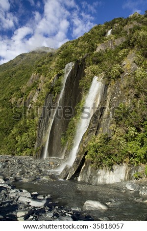 The Franz Josef Glacier Waterfalls, New Zealand