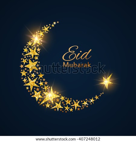 Eid Mubarak vector background with shiny stars  Photo stock © 