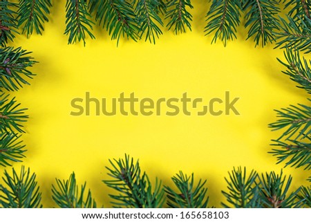 Christmas green framework isolated on yellow background