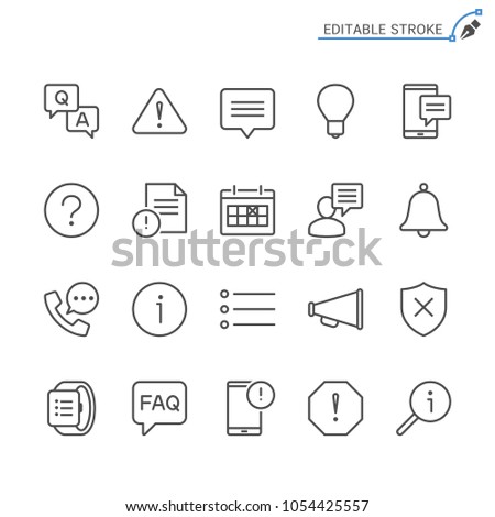 Information and notification line icons. Editable stroke. Pixel 