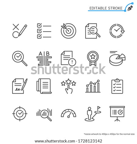 Assessment line icons. Editable stroke. Pixel perfect.