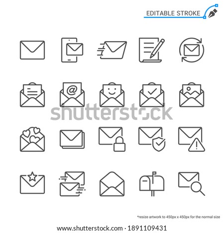 Mail line icons. Editable stroke. Pixel perfect.