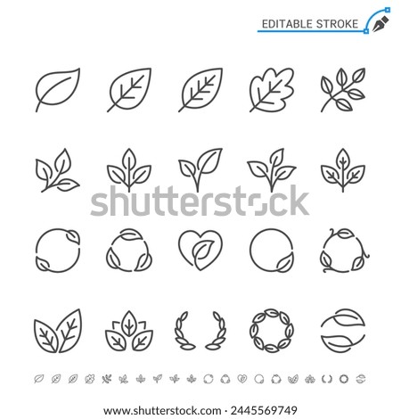 Leaf line icons. Editable stroke. Pixel perfect.