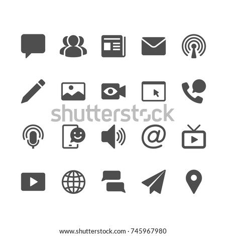 Media and communication glyph icons