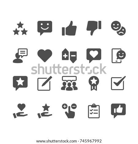 Feedback and review glyph icons