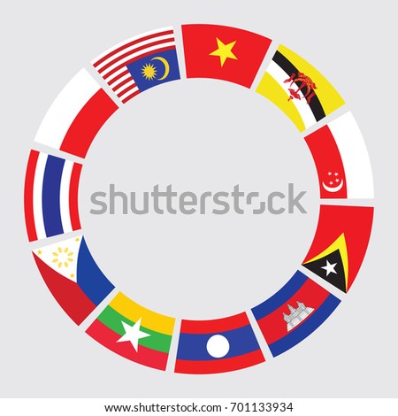 vector of South east asia flag in circle form