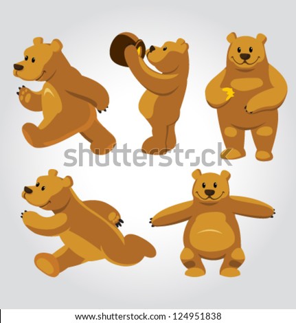 Vector Honey Bear Poses - 124951838 : Shutterstock