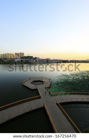 LUANNAN COUNTY, CHINA - AUGUST 30: The landing stage architecture in the North River Park, on August 30, 2013, LuanNan county, Hebei province, China.