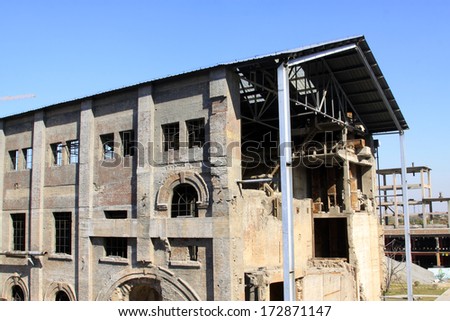 TANGSHAN - NOVEMBER 4: The disused factories in the Qixin cement plant on november 4, 2013, tangshan city, hebei province, China.